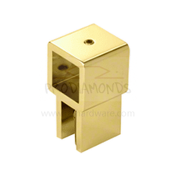 Gold Square Adjustable Rail Fixed-Through Glass Shower Support Bar Connector