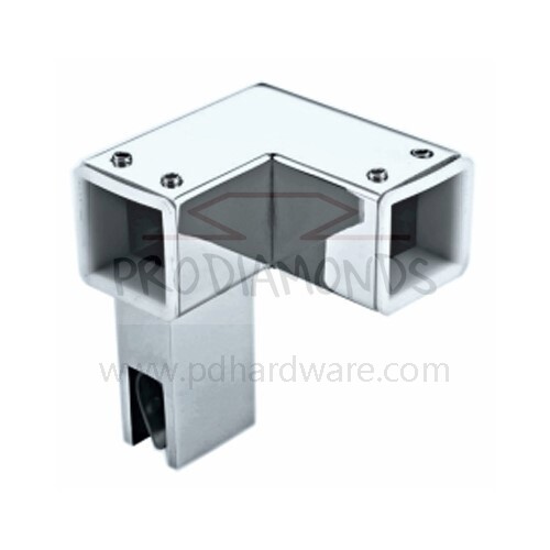 90° Rail-Rail to Glass Square Shower Support Bar Connector