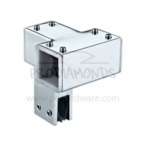 3 Way-Rail to Glass Square Shower Support Bar Connector