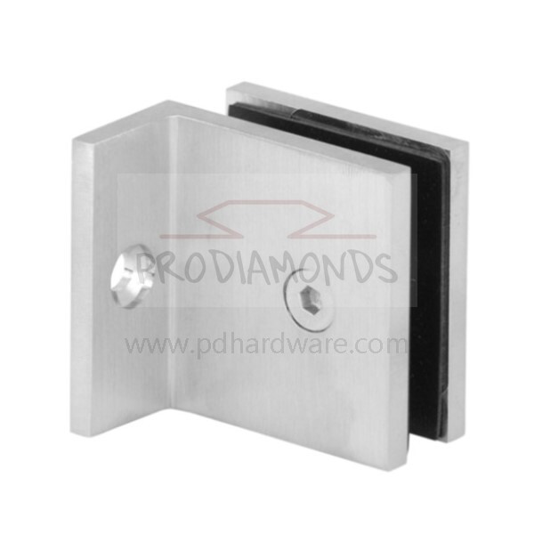 Square 90-Degree Wall Mount Glass Clamp With Small Leg