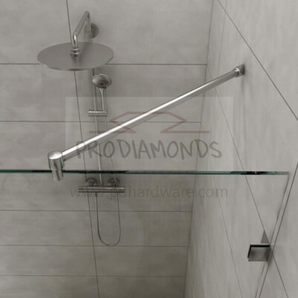 Adjustable Frameless Shower Door Wall-to-Glass Round Mitered Style Support Bar