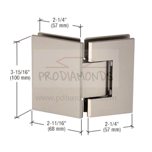brushed nickel Heavy Duty 135° Glass to Glass Shower Hinge