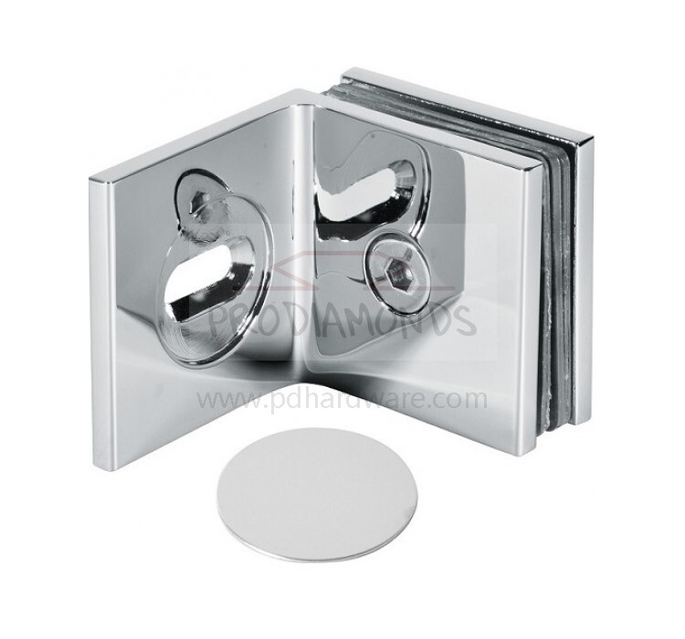 Square 90-Degree Wall to Glass Shower Clamp with Mounting Adjustment